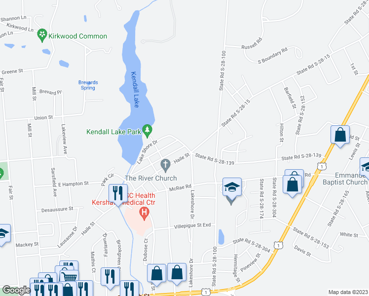 map of restaurants, bars, coffee shops, grocery stores, and more near 2100 Lake Shore Drive in Camden