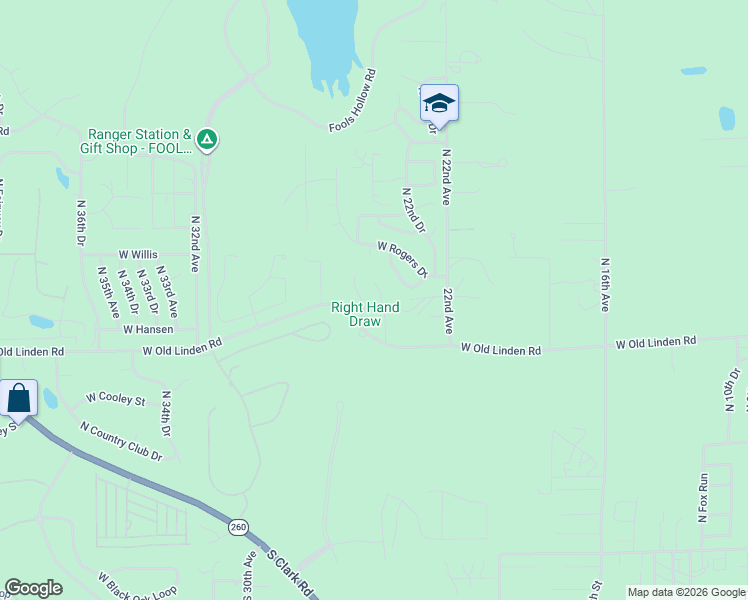 map of restaurants, bars, coffee shops, grocery stores, and more near 1001 24th Drive in Show Low