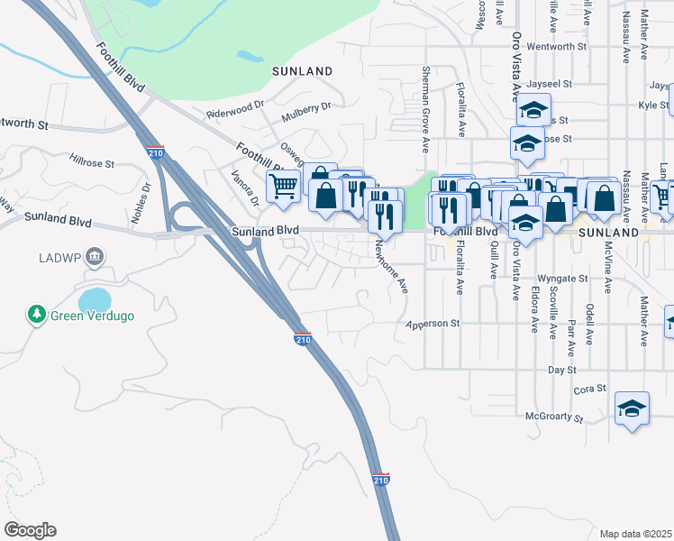 map of restaurants, bars, coffee shops, grocery stores, and more near 8780 Wyngate Street in Los Angeles