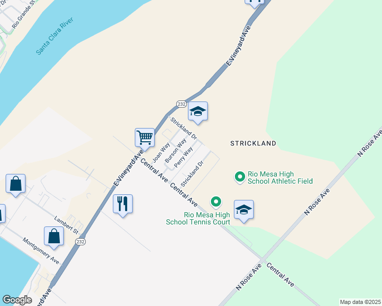 map of restaurants, bars, coffee shops, grocery stores, and more near 4916 Perry Way in Oxnard