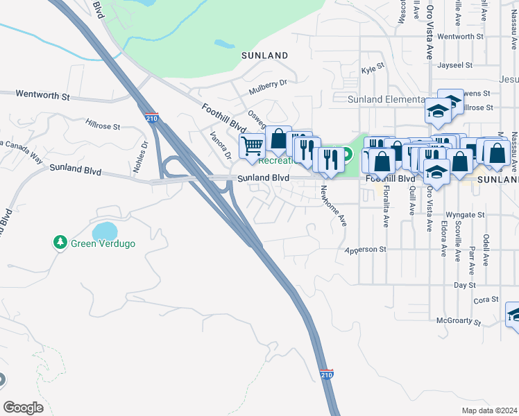 map of restaurants, bars, coffee shops, grocery stores, and more near 8792 Wyngate Street in Los Angeles