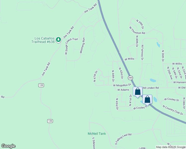 map of restaurants, bars, coffee shops, grocery stores, and more near 1000 North 47th Drive in Show Low