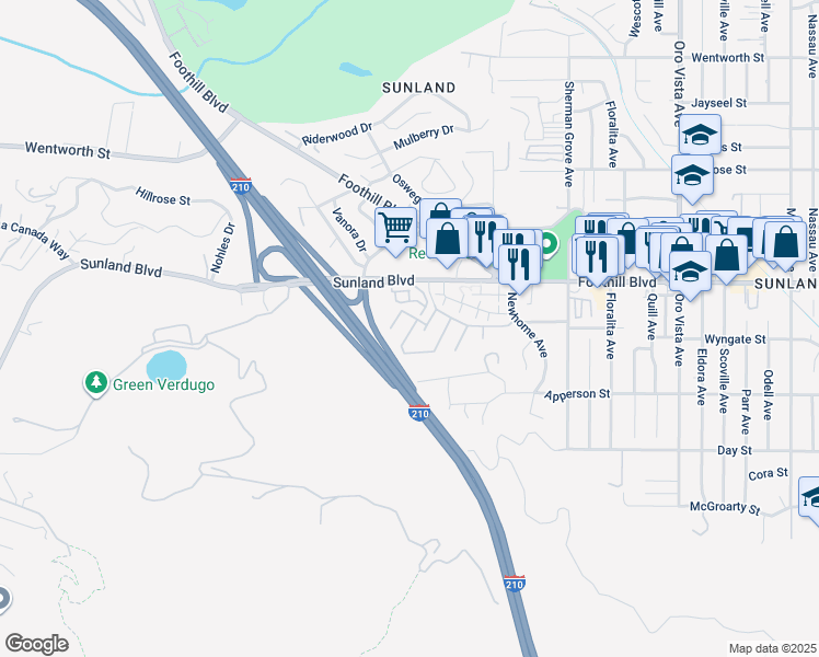 map of restaurants, bars, coffee shops, grocery stores, and more near 8794 Wyngate Street in Los Angeles