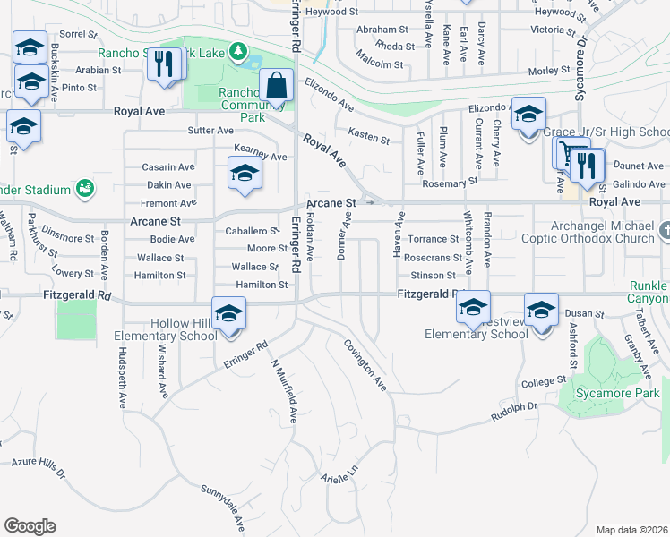 map of restaurants, bars, coffee shops, grocery stores, and more near 1069 Donner Avenue in Simi Valley