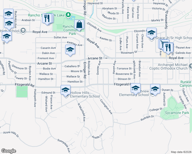map of restaurants, bars, coffee shops, grocery stores, and more near 1069 Donner Avenue in Simi Valley