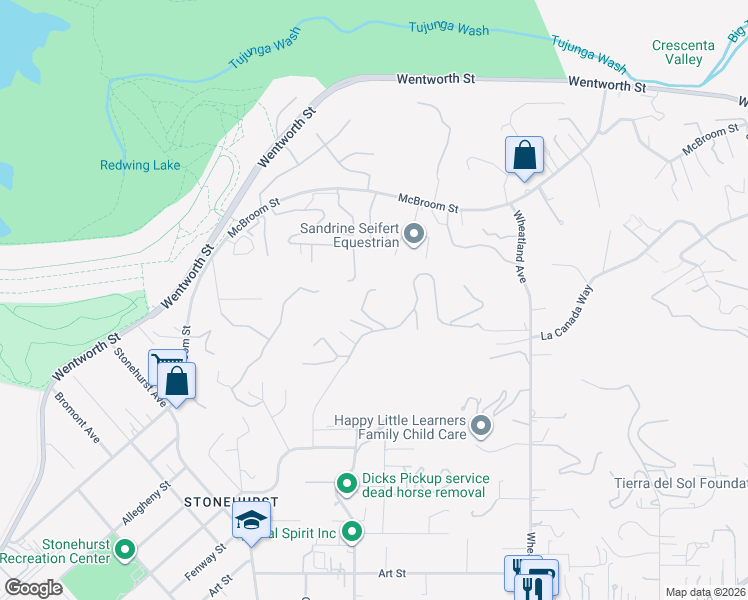 map of restaurants, bars, coffee shops, grocery stores, and more near 10727 West Stallion Ranch Road in Los Angeles