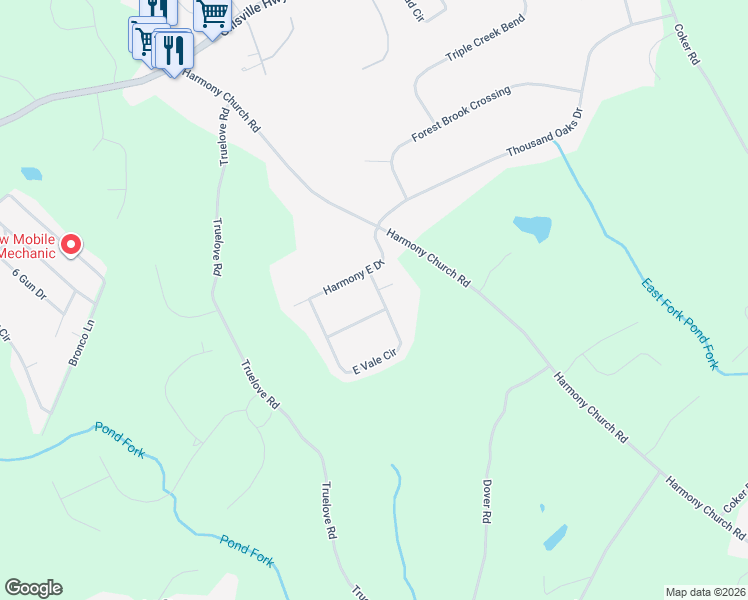 map of restaurants, bars, coffee shops, grocery stores, and more near 3322 Forest Glen Drive in Gainesville