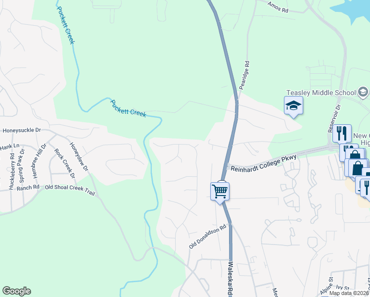 map of restaurants, bars, coffee shops, grocery stores, and more near 1059 Whispering Woods Drive in Canton
