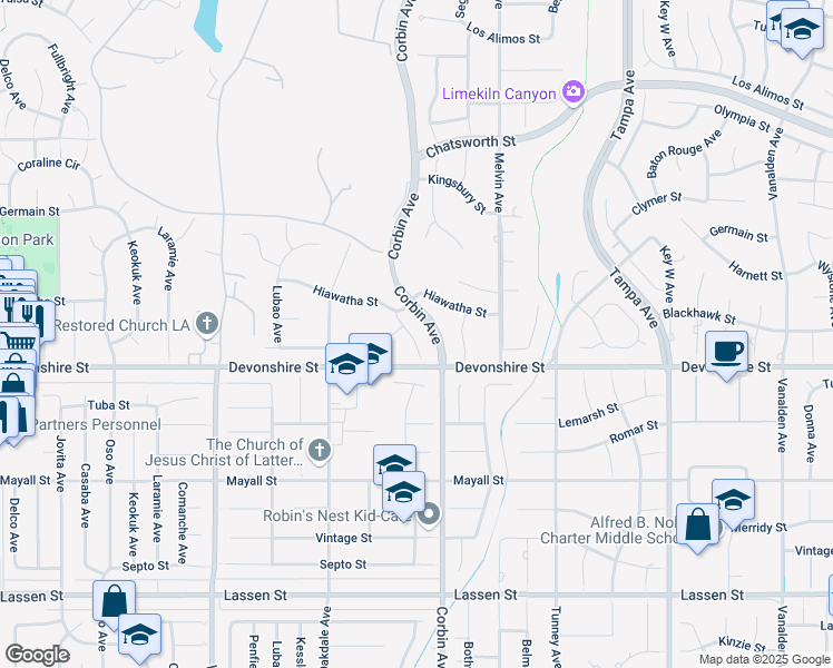 map of restaurants, bars, coffee shops, grocery stores, and more near 10332 Steven Place in Los Angeles