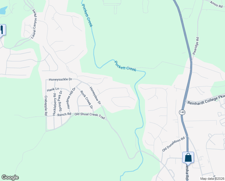 map of restaurants, bars, coffee shops, grocery stores, and more near 128 Puckett Creek Drive in Canton