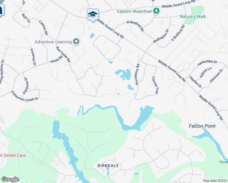 map of restaurants, bars, coffee shops, grocery stores, and more near 6321 Timber Creek Lane in Wilmington