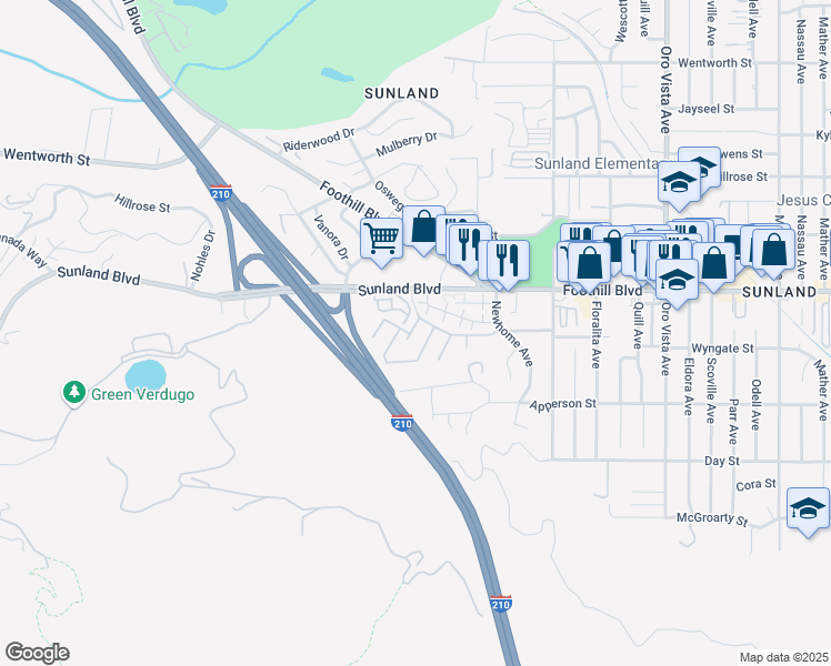 map of restaurants, bars, coffee shops, grocery stores, and more near 8776 Wyngate Street in Los Angeles