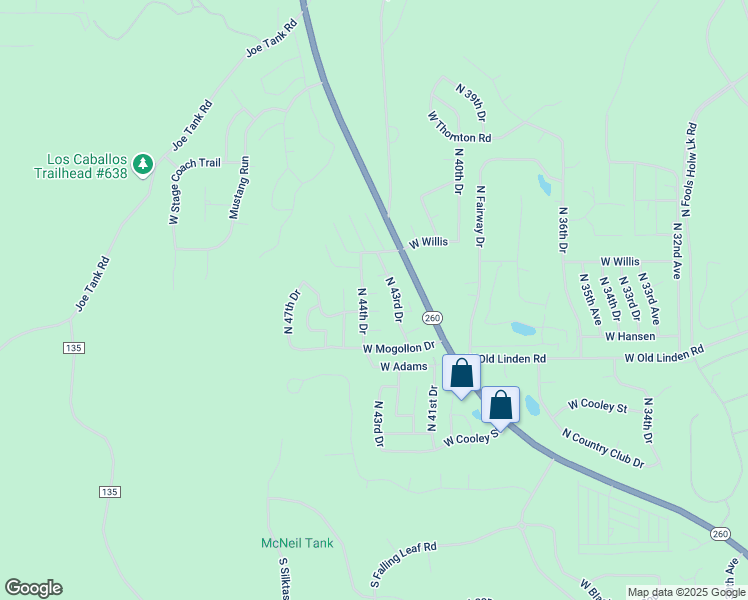 map of restaurants, bars, coffee shops, grocery stores, and more near 1031 North 44th Loop in Show Low
