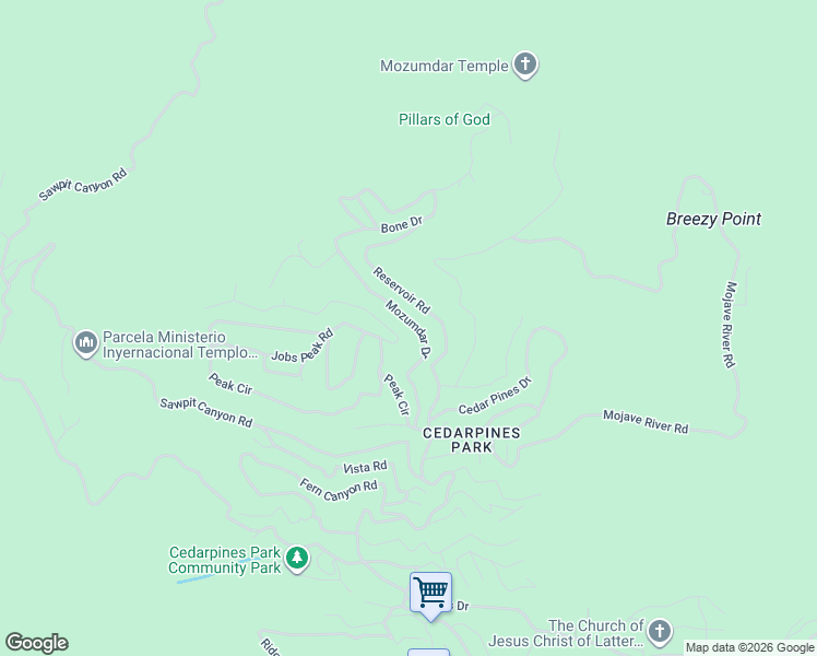 map of restaurants, bars, coffee shops, grocery stores, and more near 480 Mozumdar Drive in Crestline