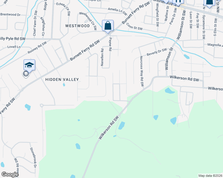 map of restaurants, bars, coffee shops, grocery stores, and more near 30 Walton Creek Drive Southwest in Rome