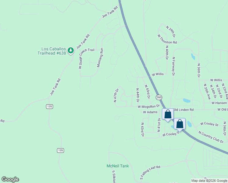 map of restaurants, bars, coffee shops, grocery stores, and more near 1000 North 47th Drive in Show Low