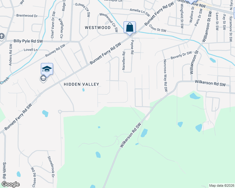 map of restaurants, bars, coffee shops, grocery stores, and more near 108 East Creekview Drive Southwest in Rome