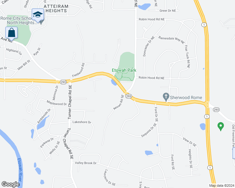 map of restaurants, bars, coffee shops, grocery stores, and more near 3 Keown Road in Rome