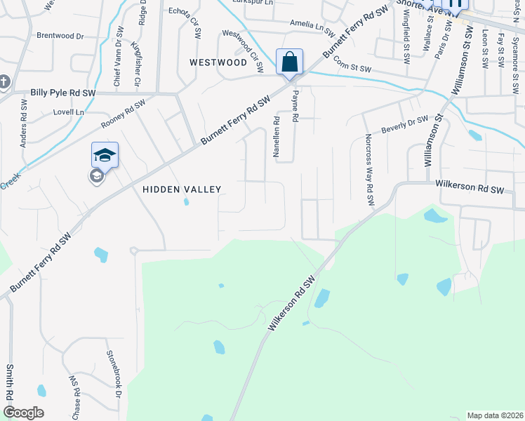 map of restaurants, bars, coffee shops, grocery stores, and more near 108 E Creekview Dr SW in Rome