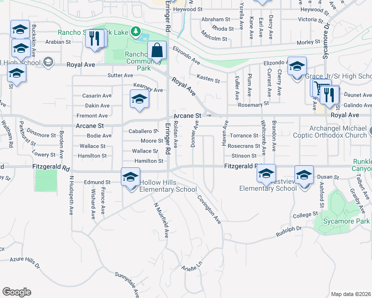 map of restaurants, bars, coffee shops, grocery stores, and more near 1968 Sparks Court in Simi Valley