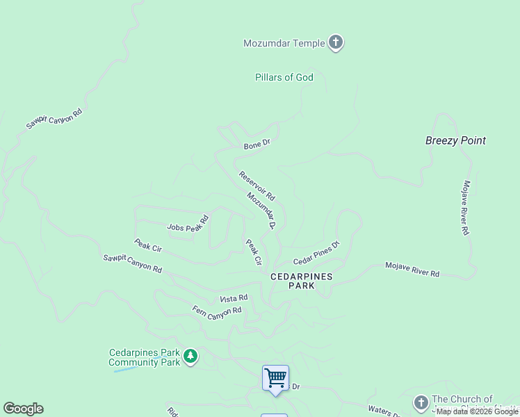 map of restaurants, bars, coffee shops, grocery stores, and more near 483 Mozumdar Drive in Crestline