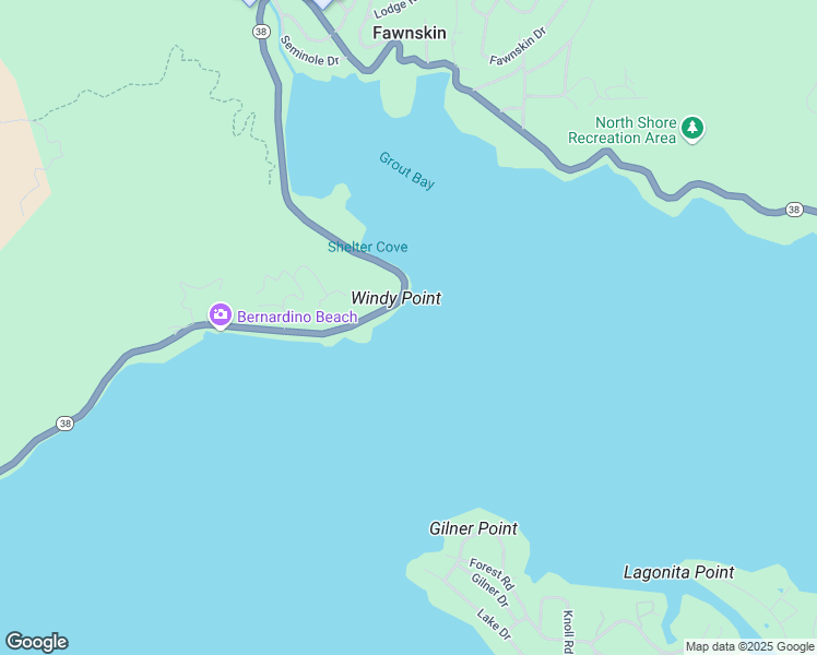 map of restaurants, bars, coffee shops, grocery stores, and more near 39085 North Shore Drive in Fawnskin