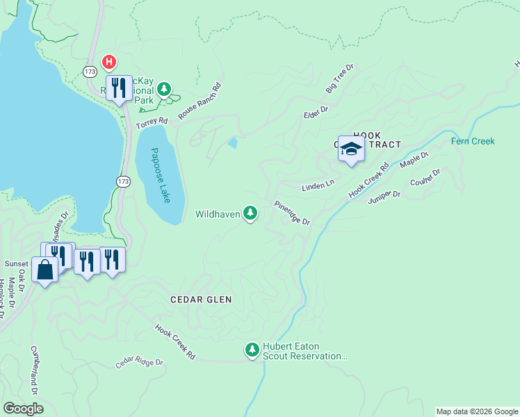 map of restaurants, bars, coffee shops, grocery stores, and more near 478 Oak Dale Drive in Lake Arrowhead