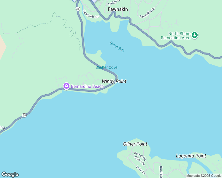 map of restaurants, bars, coffee shops, grocery stores, and more near 39055 North Shore Drive in Fawnskin