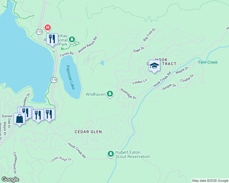 map of restaurants, bars, coffee shops, grocery stores, and more near 478 Oak Dale Drive in Lake Arrowhead