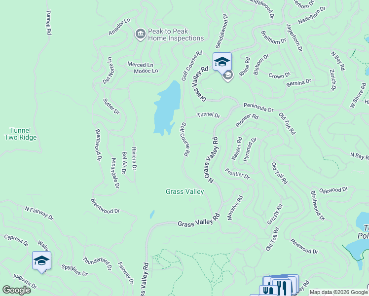 map of restaurants, bars, coffee shops, grocery stores, and more near 466 Golf Course Road in Lake Arrowhead