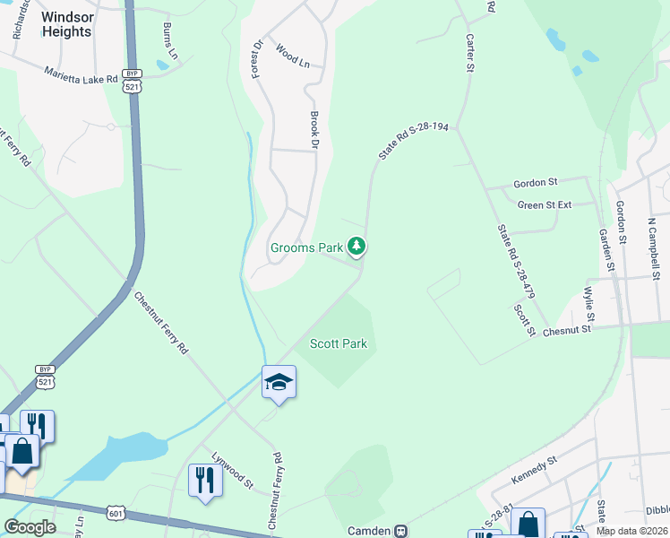 map of restaurants, bars, coffee shops, grocery stores, and more near 5 Bridge Rd in Camden