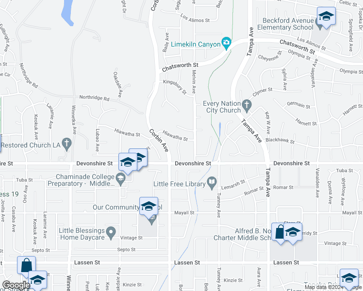 map of restaurants, bars, coffee shops, grocery stores, and more near 10344 Christine Place in Los Angeles