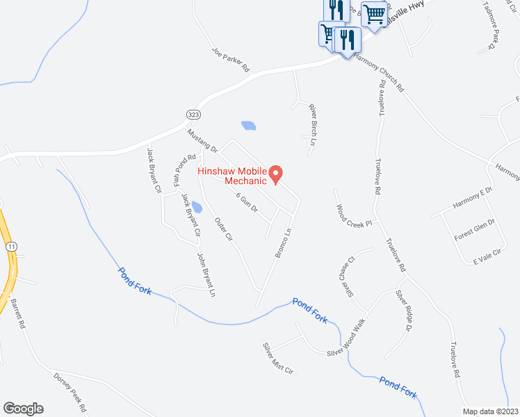 map of restaurants, bars, coffee shops, grocery stores, and more near 2841 6 Gun Drive in Gainesville
