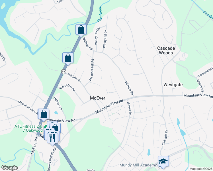 map of restaurants, bars, coffee shops, grocery stores, and more near 3710 Buttons Pl in Gainesville
