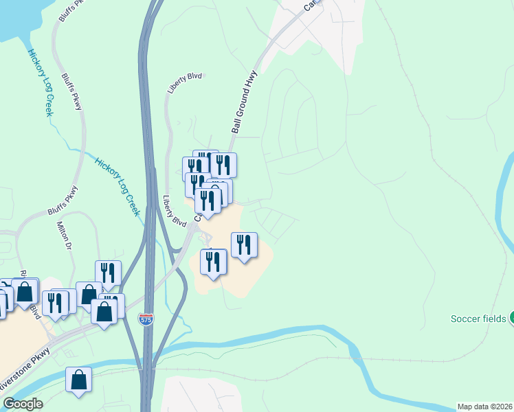 map of restaurants, bars, coffee shops, grocery stores, and more near 109 Point View Drive in Canton