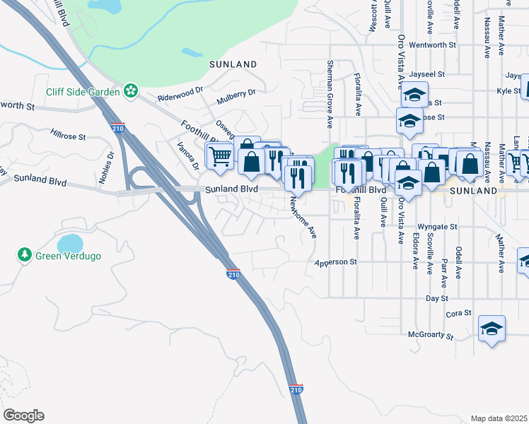 map of restaurants, bars, coffee shops, grocery stores, and more near 8764 Wyngate Street in Los Angeles