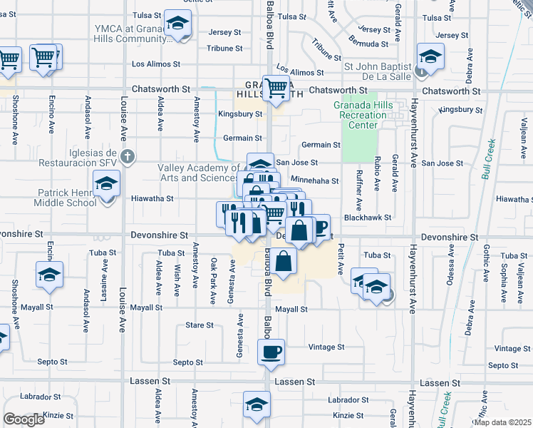 map of restaurants, bars, coffee shops, grocery stores, and more near in Los Angeles