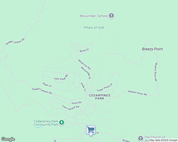 map of restaurants, bars, coffee shops, grocery stores, and more near 483 Mozumdar Drive in Crestline
