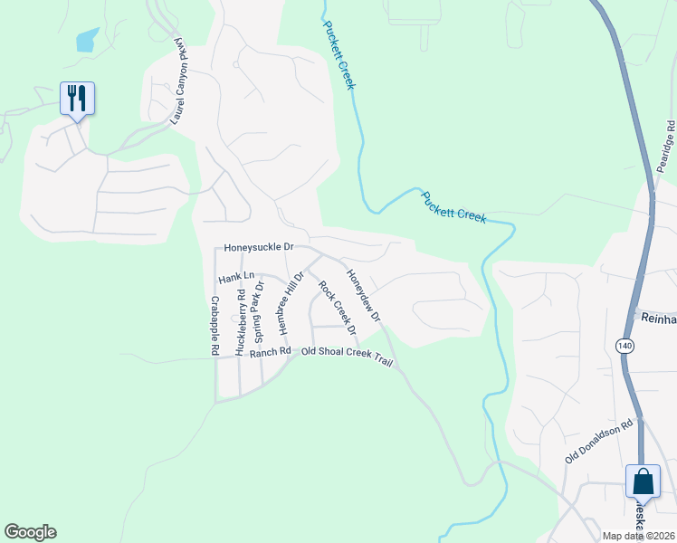 map of restaurants, bars, coffee shops, grocery stores, and more near 20 Honeydew Drive in Canton