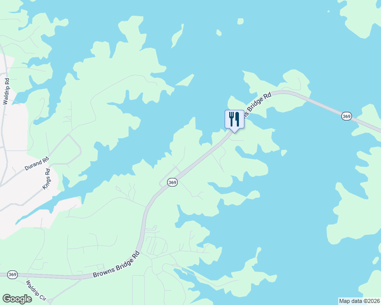 map of restaurants, bars, coffee shops, grocery stores, and more near 9145 Browns Bridge Road in Gainesville