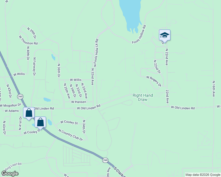 map of restaurants, bars, coffee shops, grocery stores, and more near 980 North Needles Creek Drive in Show Low