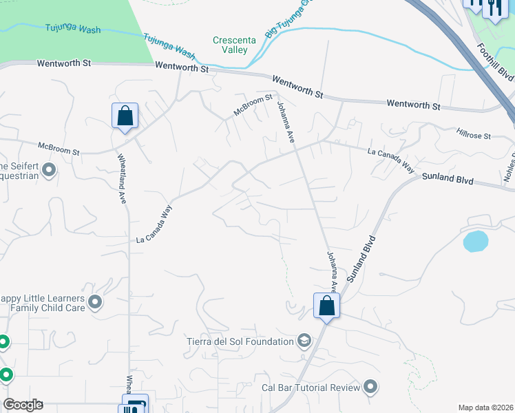 map of restaurants, bars, coffee shops, grocery stores, and more near 9970 Shadow Hills Drive in Los Angeles