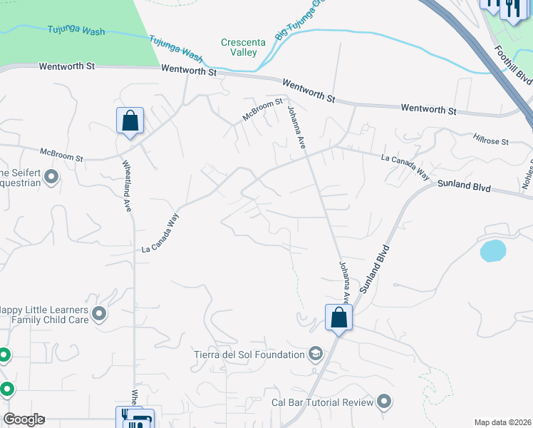 map of restaurants, bars, coffee shops, grocery stores, and more near 9970 Shadow Hills Drive in Los Angeles