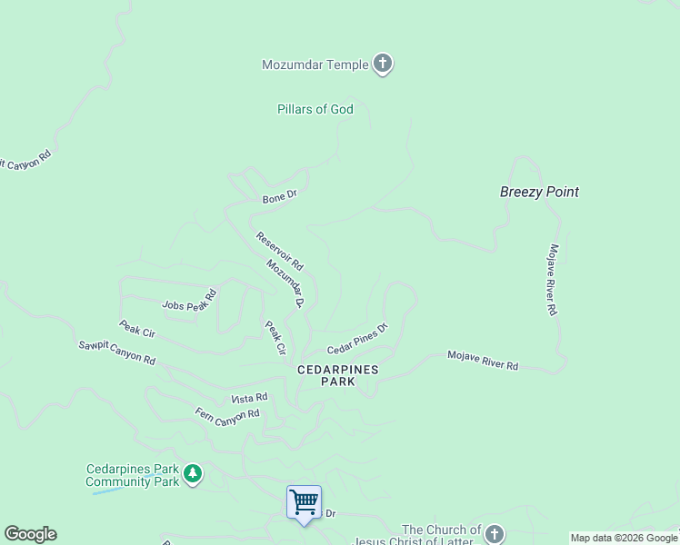 map of restaurants, bars, coffee shops, grocery stores, and more near Burnt Mill Canyon Road in Crestline