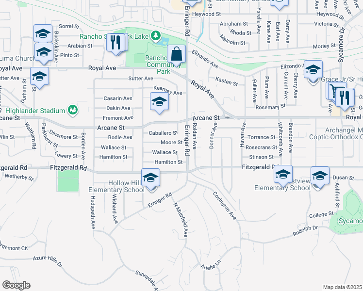 map of restaurants, bars, coffee shops, grocery stores, and more near 1878 Moore Street in Simi Valley