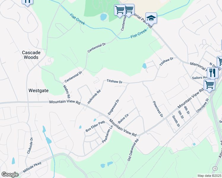 map of restaurants, bars, coffee shops, grocery stores, and more near 3367 Dogwood Drive in Gainesville