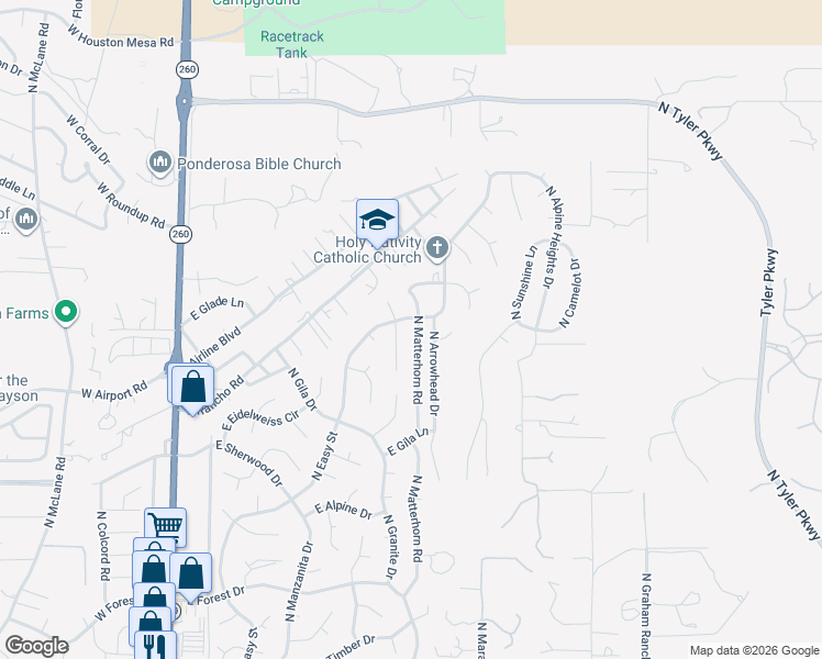 map of restaurants, bars, coffee shops, grocery stores, and more near 1301 North William Tell Circle in Payson