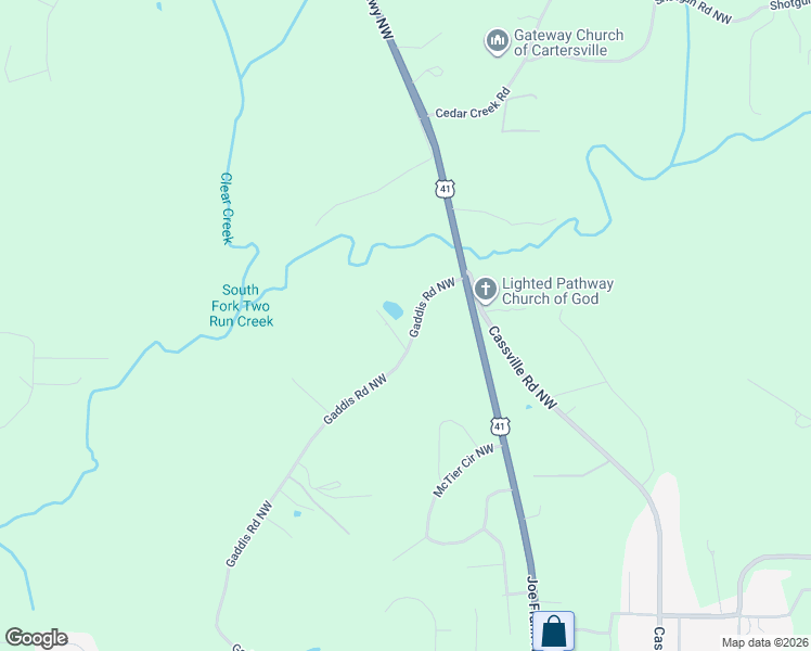 map of restaurants, bars, coffee shops, grocery stores, and more near 30 Gaddis Road Northwest in Cartersville