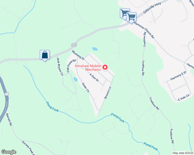 map of restaurants, bars, coffee shops, grocery stores, and more near 2841 6 Gun Drive in Gainesville