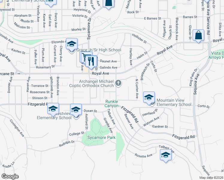 map of restaurants, bars, coffee shops, grocery stores, and more near 2675 Lembert Street in Simi Valley